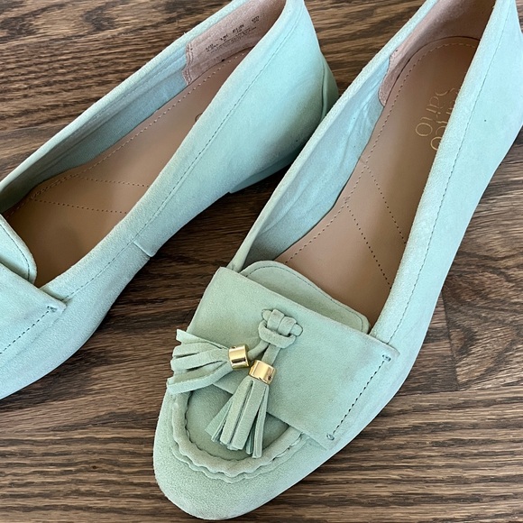 Franco Sarto Mint Green Suede Tassel Loafers - Picture 2 of 5